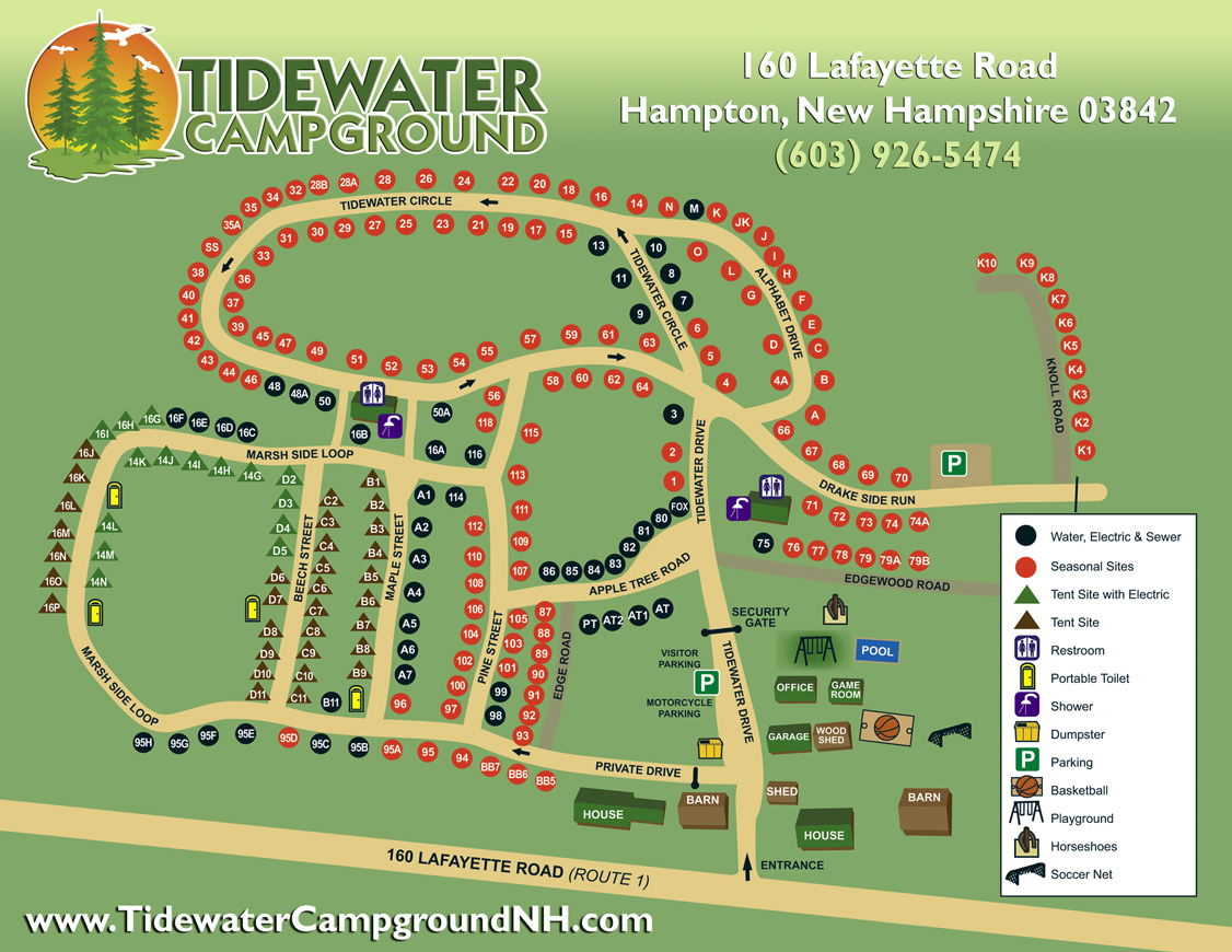 Tidewater Campground Site Map 